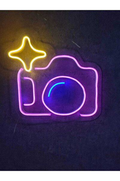 dekoraven Fotoğraf Makinesi Neon Led Tabela Neon Dekoratif Duvar Aydınlatması