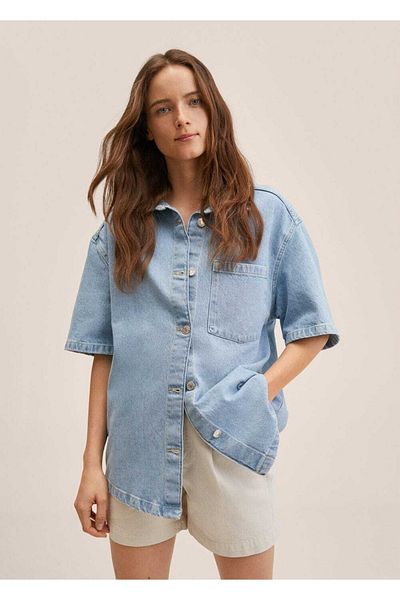 MANGO Woman Cămașă denim cu buzunare