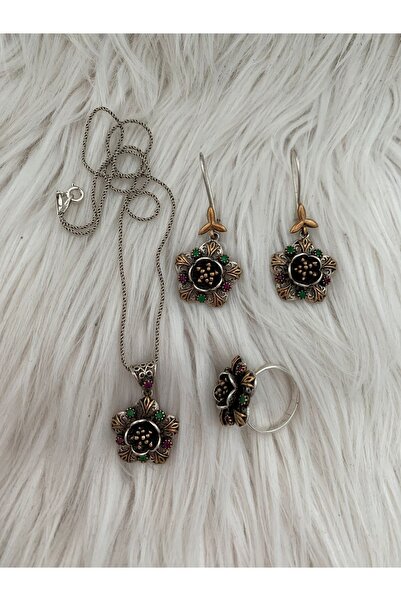 ÇELİKSİLVERTAKI Mardin Telkari Işçilikli 3 Lü Set Takım 925 Ayar Gümüş