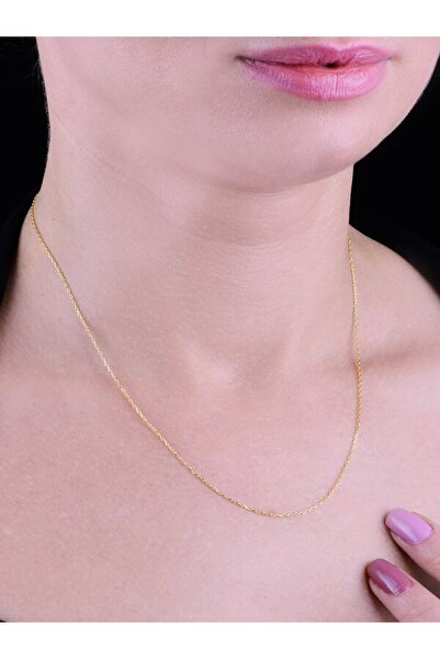 Ayenci 925 Ayar Damgalı Orijinal Gümüş Zincirli Gold Renkli Ince Hayalet Zinc...