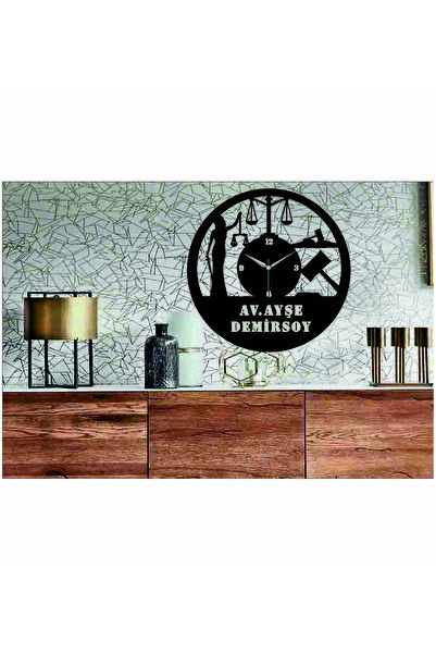 hediyelikevi Kişiye Özel Adalet,avukat,hukuk Ahşap Duvar Saati 50x50 Cm (İSİM...