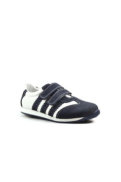 Bayrak 2432 Pantofi sport ortopedici pentru băieți din piele naturală albă cu velcro