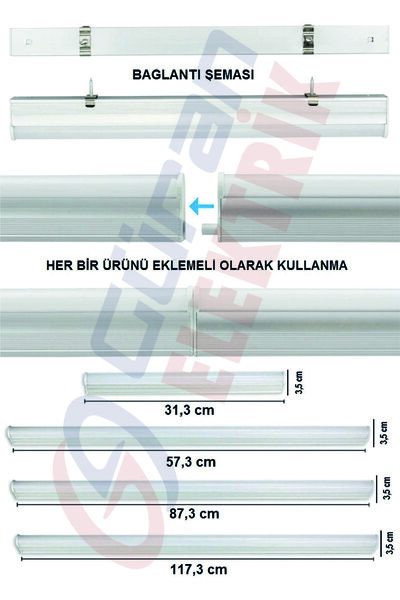 Cata Mutfak Tezgah Aydınlatması-raf Aydınlatması 30cm Led Anahtarlı Set- Beyaz