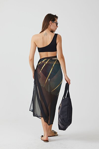 AYSHOME Ays Home Moda Black Women's Pareo Beach Dress