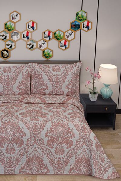 Veranova Home Diamond Damask Double Face Çift Kişilik Yatak Örtüsü Pudra