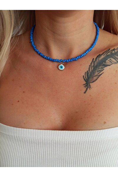 DENİZDENAL Mavi Kum Kolye Cam Nazarlık