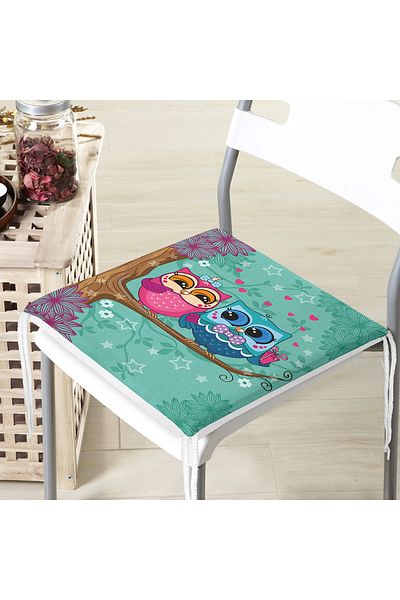 Realhomes Cute Owls on Tree Modern Design Digital Printed Zippered Chair Cushion