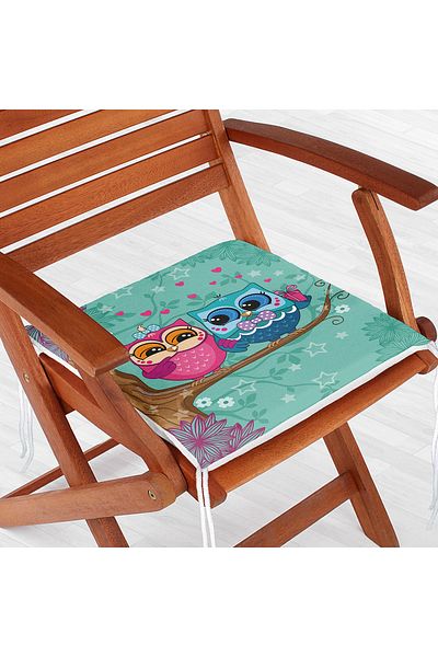 Realhomes Cute Owls on Tree Modern Design Digital Printed Zippered Chair Cushion