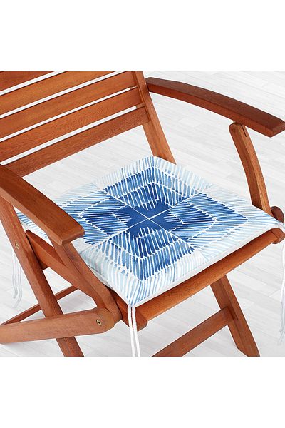 Realhomes Blue Checkered Digital Printed Modern Zippered Chair Cushion