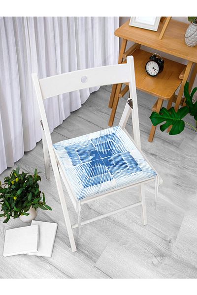 Realhomes Blue Checkered Digital Printed Modern Zippered Chair Cushion