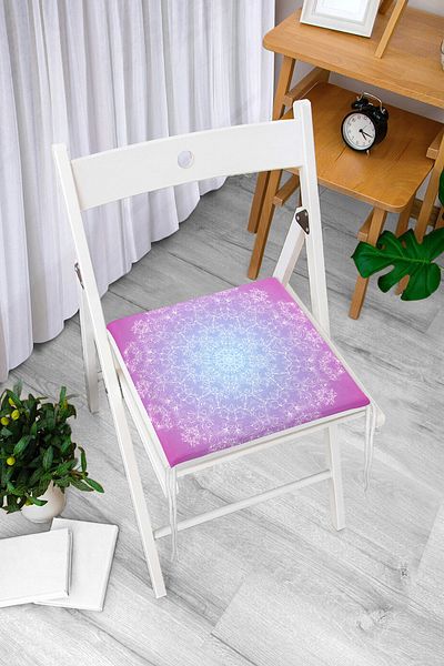 Realhomes Digital Printed Zippered Chair Cushion on Ethnic Patterned Purple Floor