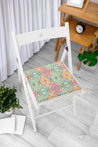 Realhomes Colorful Ethnic Patterned Digital Printed Modern Zippered Chair Cushion