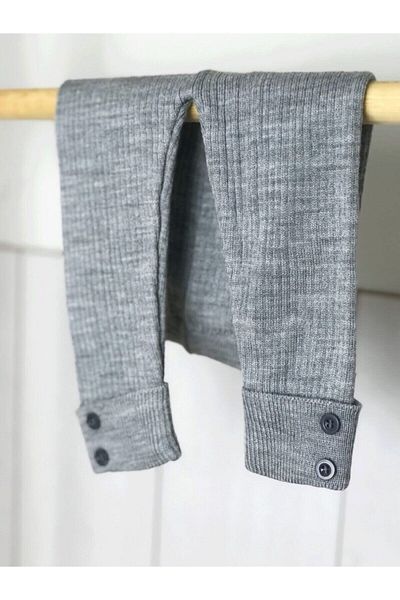 gogo bici Ballerinikizler Button Detailed Ribbed Knitwear Tights