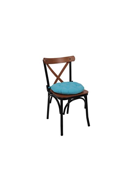 İris Home Pofidik Natura 40 Yuvarlak Bağcıklı Sandalye Minderi - Turkuaz