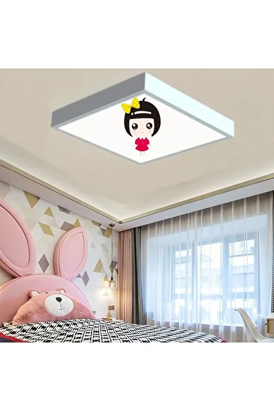 Gökyüzü Panel Cines Children's Room 54W Led Chandelier - Eye-Free Lighting - Stylish Design - 60Cmx60Cm Square - White Light - Led -