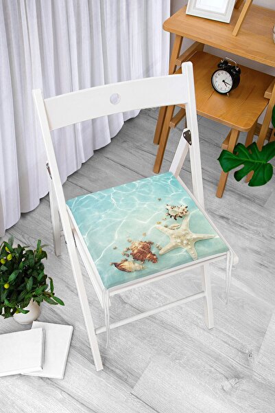 Realhomes Pernă de scaun cu fermoar din țesătură cu design special cu motiv de stea de mare