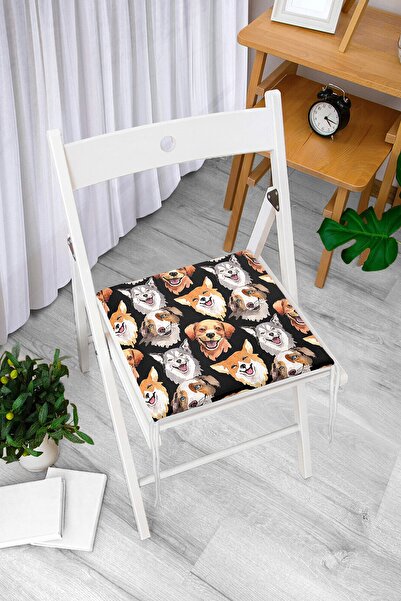 Realhomes Симпатичні собаки на чорному тлі Сучасна подушка для стільця на бли...