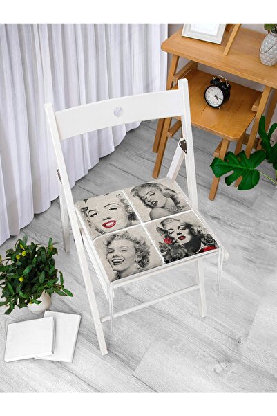 Realhomes Pernă pentru scaun cu fermoar, imprimată digitală cu model Marilyn ...