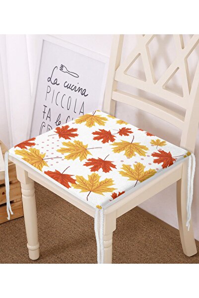Realhomes Pernă de scaun modernă cu fermoar, cu model de frunze de toamnă, imprimată digital pe fundal alb