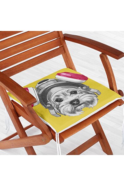 Realhomes Pernă de scaun modernă cu fermoar, imprimată digital, cu căști și motiv pentru câine
