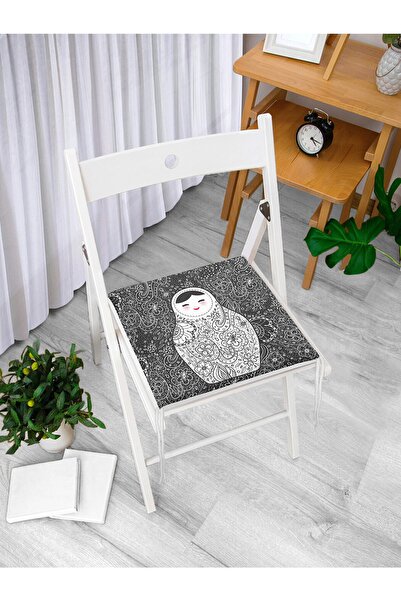 Realhomes Матрац для стільця з цифровим принтом «Матрьошка» на підлозі з квіт...