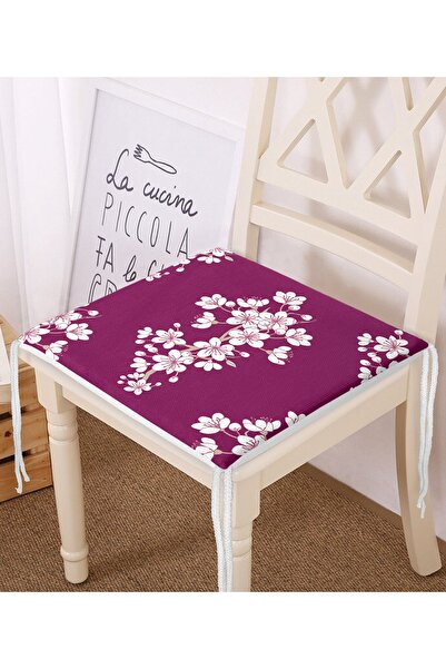 Realhomes Сучасна подушка для стільця з цифровим принтом у вигляді білих квіт...