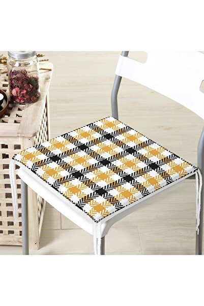 Realhomes Сучасна подушка для стільця з цифровим принтом у вигляді чорно-жовт...