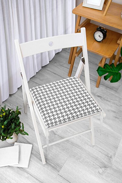 Realhomes Beyaz Zemin Üzerinde Gri Ekose Desenli Dijital Baskılı Modern Fermu...