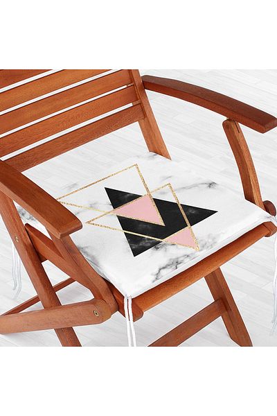 Realhomes Gilt Color Inverted Triangle Patterned Zippered Chair Cushion
