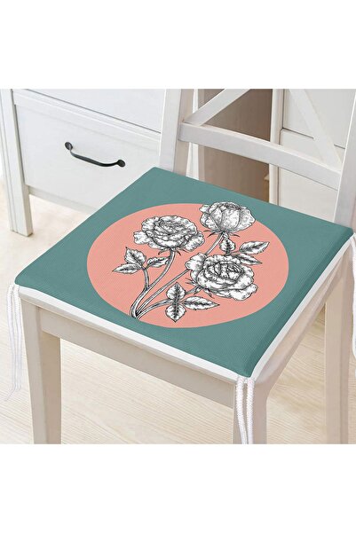 Realhomes Tirkizni prah, motiv ruže, jastuk za stolicu sa zatvaračem