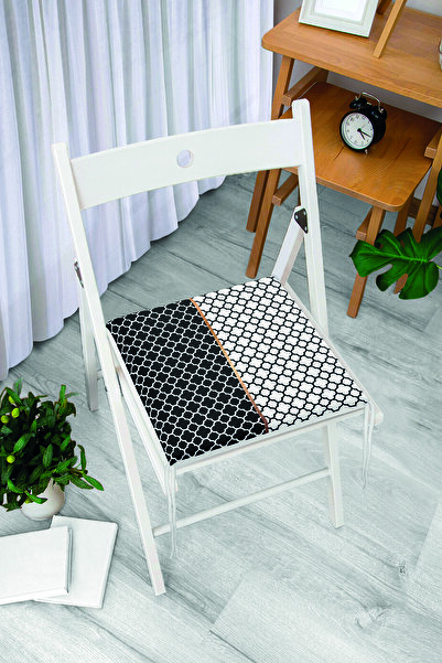 Realhomes Crno-beli Ogea jastuk za stolicu sa digitalnim štampanim uzorkom i ...