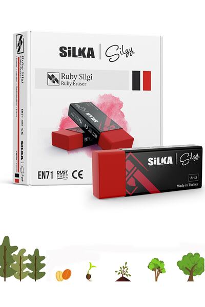 Silka 3 bucăți de radieră roșu rubin, radieră modernă de nouă generație, moal...