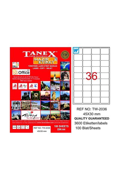 Tanex 2036 Laser Label 45X30Mm 36X100 3600 Pieces