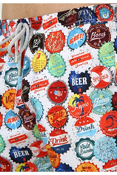 John Frank All Over Erkek Çok Renkli Deniz Şortu Jfsssw37-beercap-multıcolor