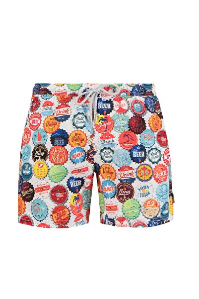 John Frank All Over Erkek Çok Renkli Deniz Şortu Jfsssw37-beercap-multıcolor
