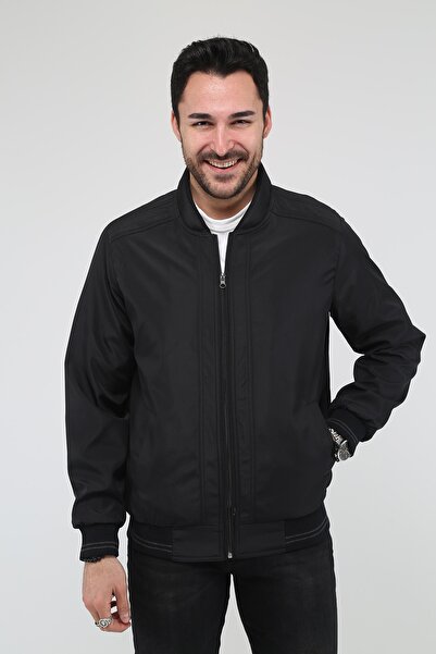 REGOS Erkek Siyah Battal Boy Pilot Yaka Ince Yazlık Mevsimlik Mont