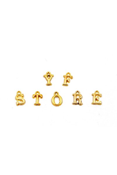 yfhobi 1 Adet - '' F '' Harfi, 10 Mm Kulplu Metal Harf Boncuk, Takı Harfi, Pü...