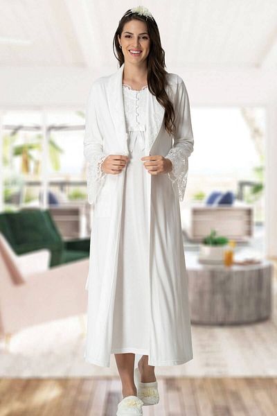 Mecit Pijama أربعة مواسم، قطن، حجرة الرضاعة، طقم ثوب صباحي طويل للحوامل والحوامل