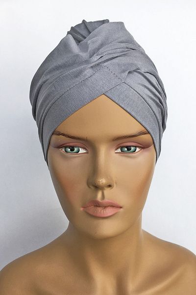 Vera Aura Ready Turban Bonnet χτενισμένο βαμβακερό γκρι σταυρό λουράκι Γυναικείο Hijab Bonnet Hijab Εξωτερικό καπό