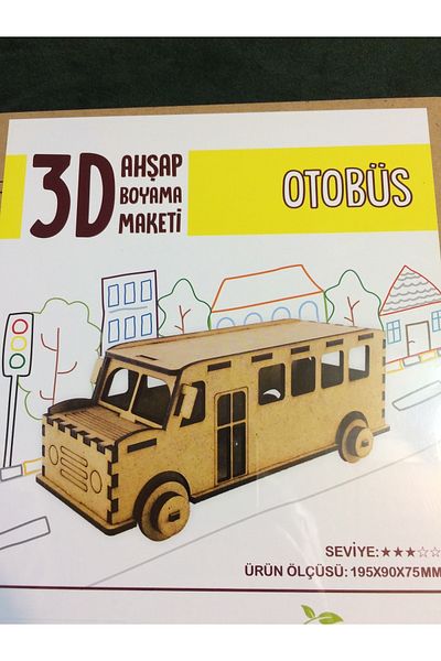 EBRU STOR 3 D Wooden Painting Model Bus