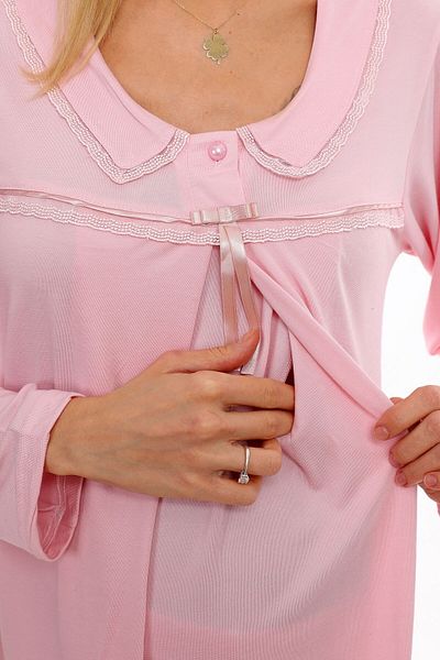 lohusahamile Maternity 1082 Powder Collar Detailed Maternity Pajamas Set with Hidden Breastfeeding Features