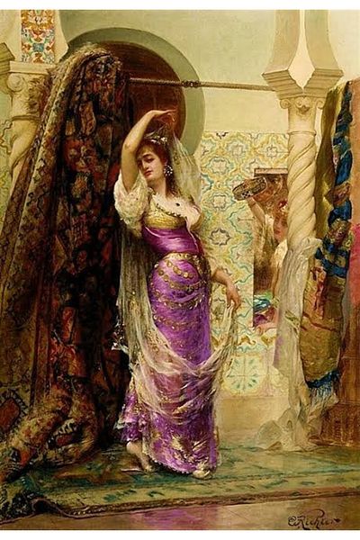 Marcel Kristal Tablo Pink Concubine Painting with Diamond Mosaic - 46x66 Cm