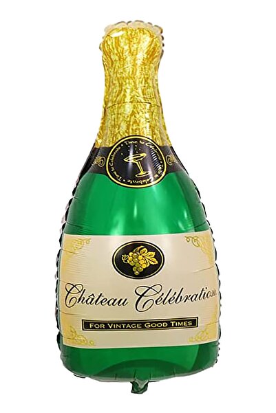 Parti dolabı 1 Adet Yeşil Şampanya Şeklinde Folyo Balon Dogum Günü Balonu 93x48 cm