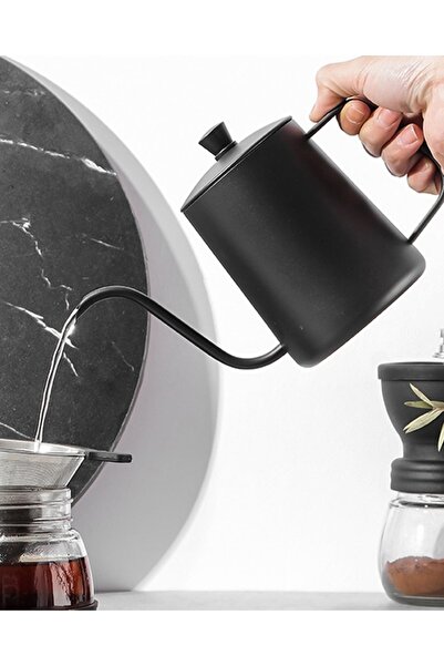 HUBBYCHEF Filtre Kahve Demleme Ibriği Black Goat Kapaklı 600ml