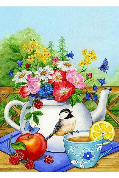 Marcel Kristal Tablo Diamond Mosaic Flower Pot Painting - 41x56cm from the Teapot