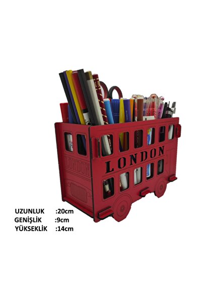 Trendy Toys Ahşap Kalemlik Otobüs 6 Bölmeli