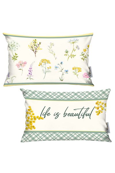 RİTMOHOME Husă de pernă din 2 piese, florală, de primăvară, etnică boemă