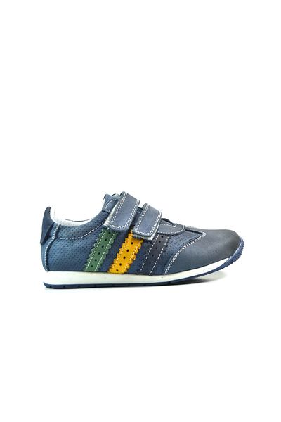 Bayrak 2432 Pantofi sport ortopedici pentru băiat, din piele naturală, albastră, cu velcro