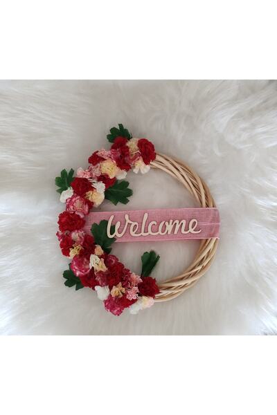 EL YAPIMI Bambu Çelenk Kapı Süsü Karanfil Süslemeli