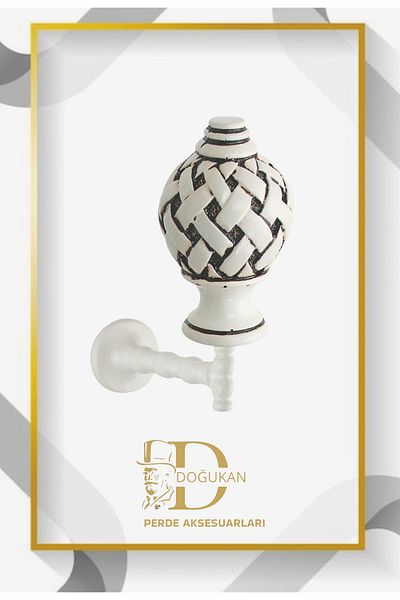 Doğukan perde aksesuarları Ar 203 White-aged Special Design Renso (1 PC)
